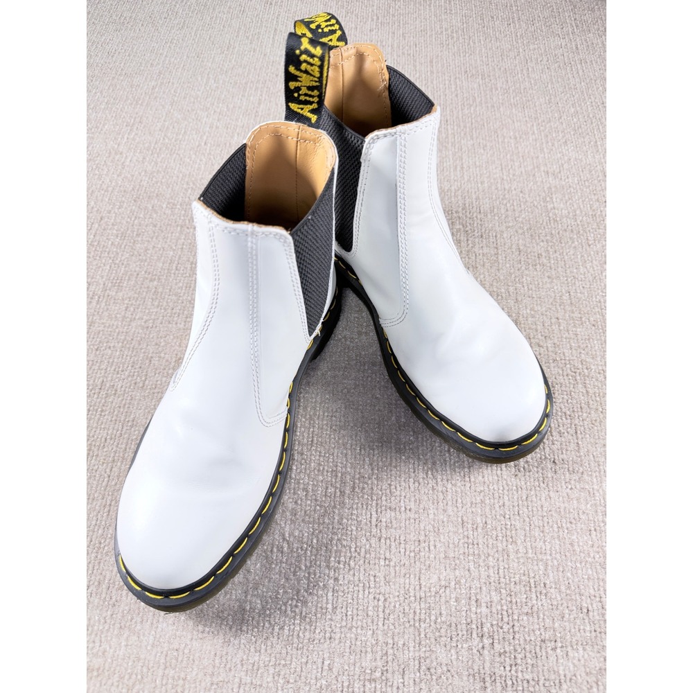 Dr Martens 2976 BEX White Smooth Leather Chelsea Boots Mens 7 Womens 8 EU 39